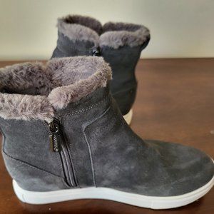 BLONDO Dark Gray Zip Up Waterproof Fur Trim Boot size 6.5